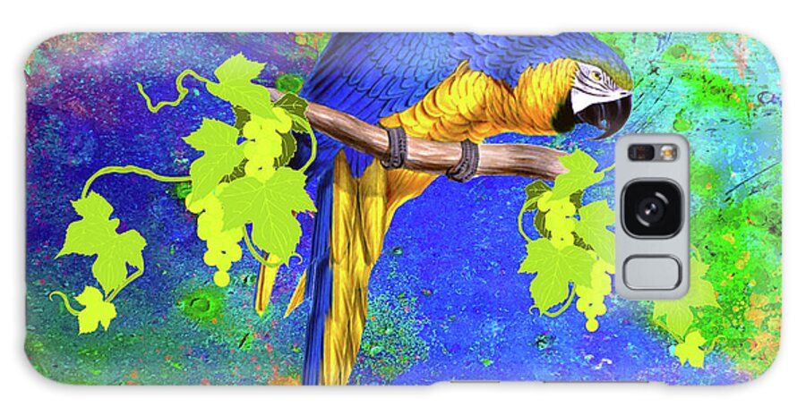 Parrot And Colors Galaxy Case featuring the mixed media Parrot And Colors by Ata Alishahi