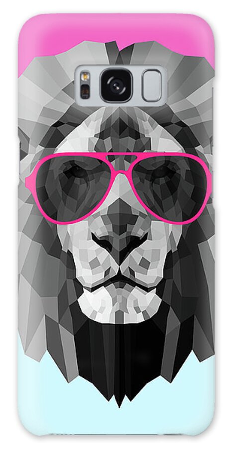 Lion Galaxy Case featuring the digital art Party Lion in Red Glasses by Naxart Studio