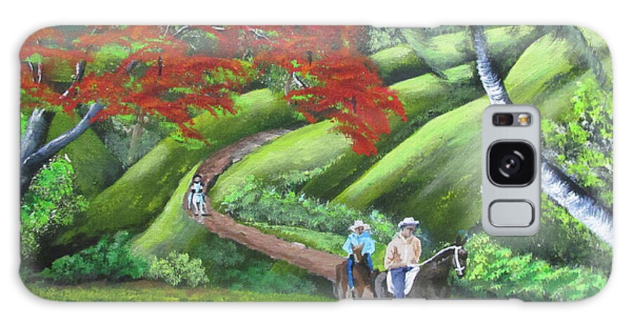 Poinciana Tree Galaxy Case featuring the painting Paseo A Caballo by Luis F Rodriguez