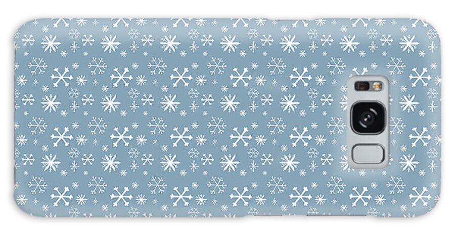 Pattern Blue Snowflakes Galaxy Case featuring the mixed media Pattern Blue Snowflakes by Effie Zafiropoulou