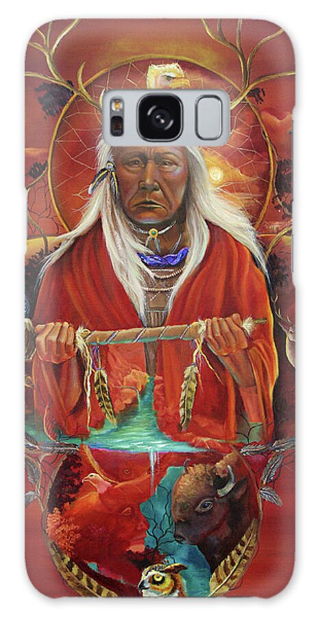 Native American Peace Pipe Galaxy Case featuring the painting Peace Pipe Offering by Sue Clyne