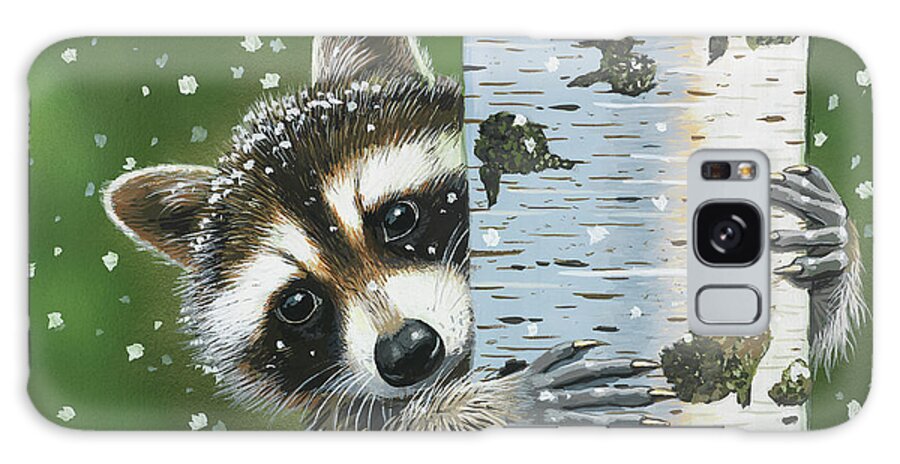 Raccoon Galaxy Case featuring the painting Peek-a-boo Raccoon by William Vanderdasson
