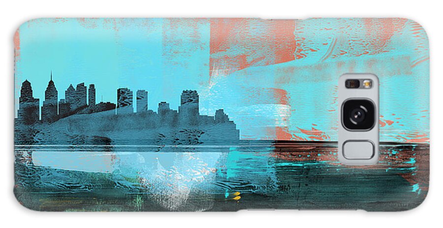 Philadelphia Galaxy Case featuring the mixed media Philadelphia Abstract Skyline I by Naxart Studio