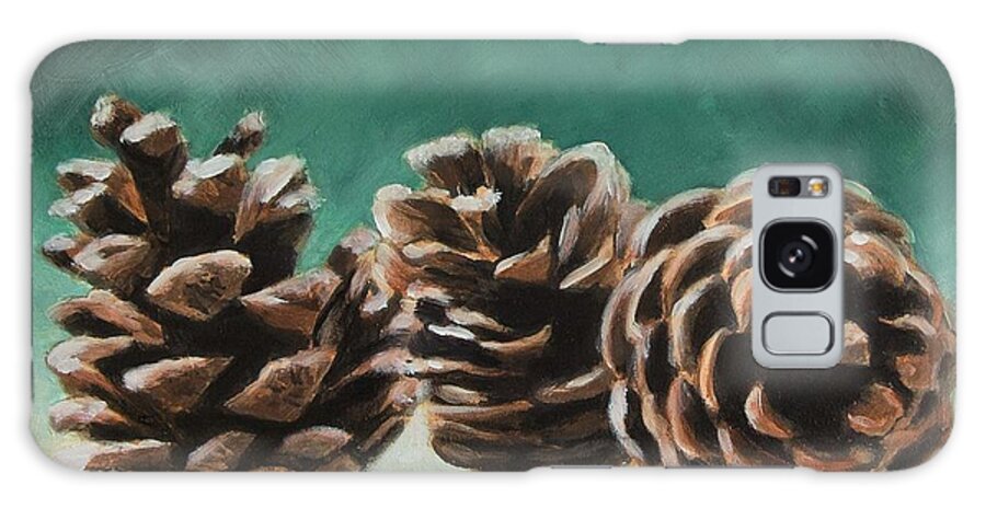 Pine Cones Galaxy Case featuring the painting Pine Cones by Kirsty Rebecca