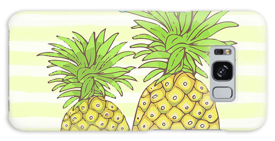 Pineapple Aloha Galaxy Case featuring the digital art Pineapple Aloha by Tina Lavoie