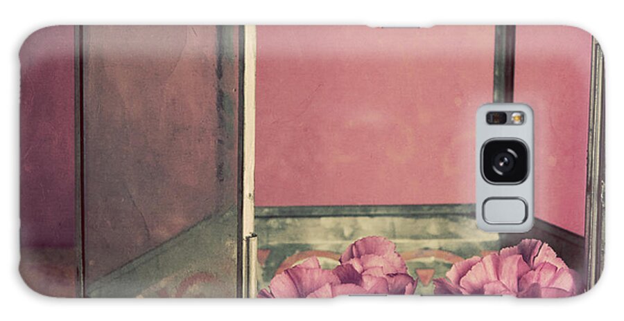 Pink Carnations In A Lantern Galaxy Case featuring the photograph Pink Carnations In A Lantern by Tom Quartermaine