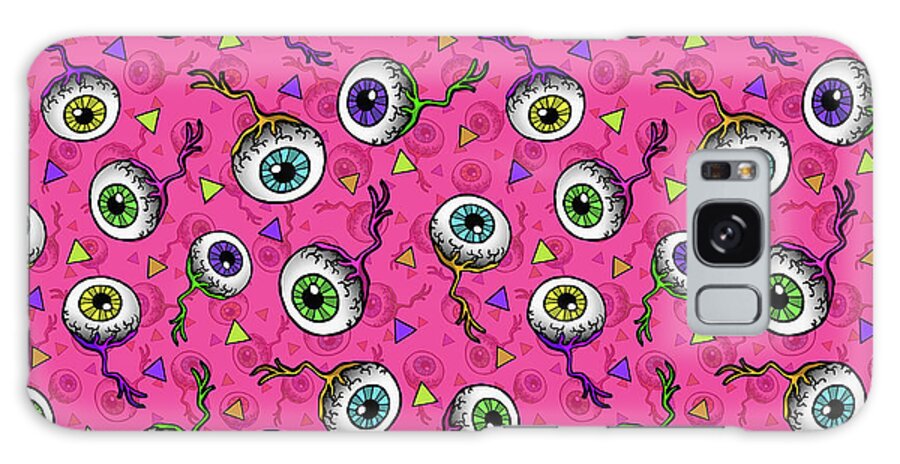 Pink Eyeballs Pattern Galaxy Case featuring the digital art Pink Eyeballs Pattern by Lauren Ramer