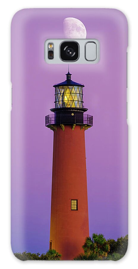 Jupiter Lighthouse Galaxy Case featuring the photograph Pink Moon at Jupiter Lighthouse Captain Kimo Style by Kim Seng