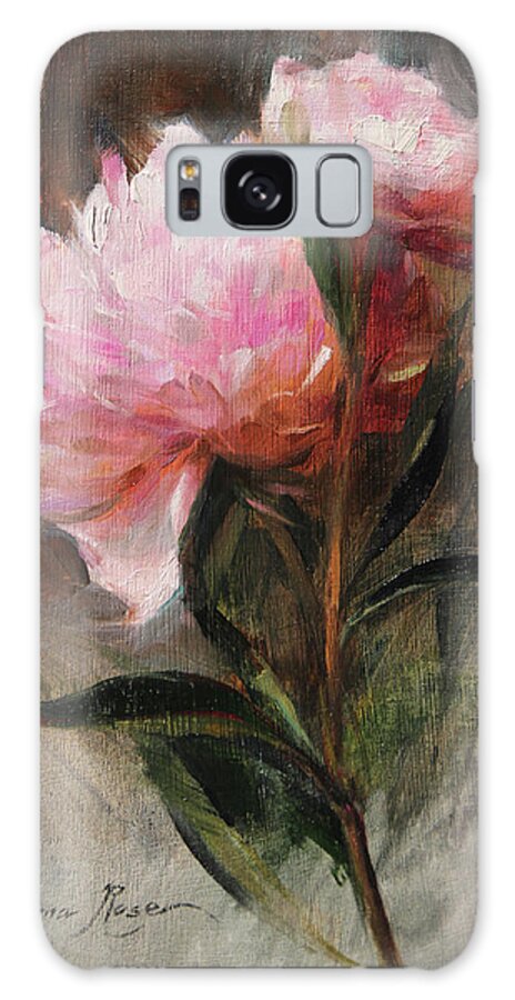Peonies Galaxy Case featuring the painting Pink Peonies by Anna Rose Bain