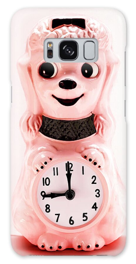 Alarm Clock Galaxy Case featuring the drawing Pink Poodle Dog Clock by CSA Images