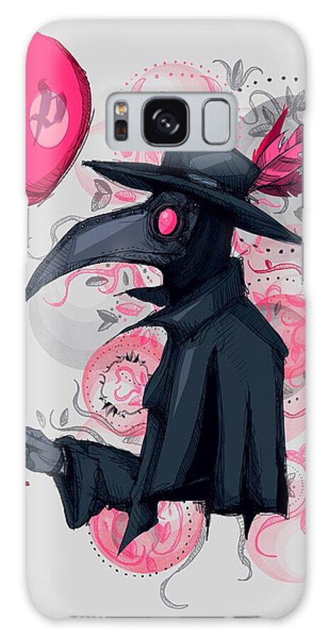 Plague Galaxy Case featuring the drawing Plague Doctor Balloon by Ludwig Van Bacon