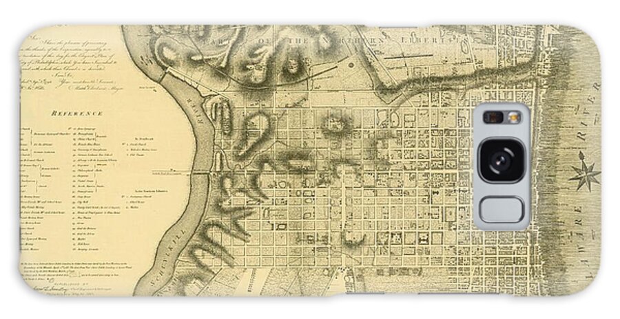 Philadelphia Galaxy S8 Case featuring the mixed media Plan of the City of Philadelphia and Its Environs shewing the improved parts, 1796 by John Hills