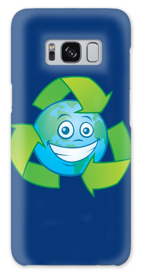 Green Galaxy Case featuring the digital art Planet Earth Recycle Cartoon Character by John Schwegel