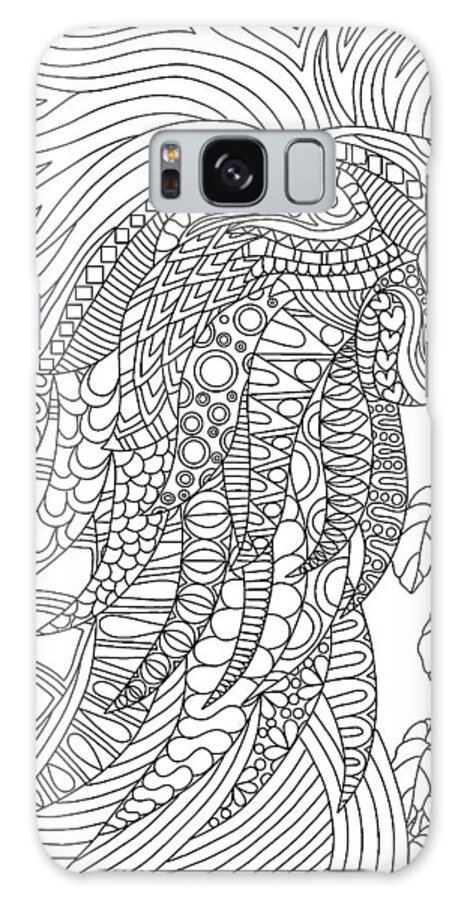 Polly Parrot Galaxy Case featuring the drawing Polly Parrot by Kathy G. Ahrens