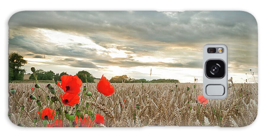 Tranquility Galaxy Case featuring the photograph Poppies In Wheat Field With Clouds by Billy Richards Photography
