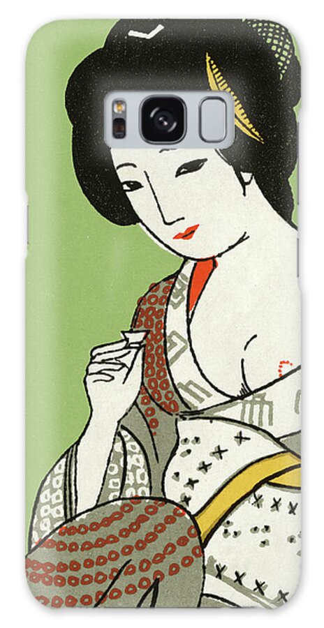 Adult Galaxy Case featuring the drawing Portrait of a Geisha by CSA Images