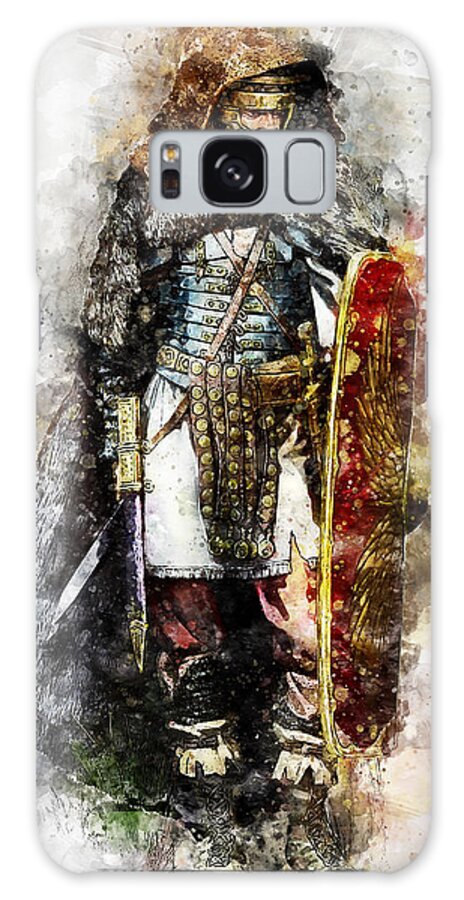 Roman Legion Galaxy Case featuring the painting Portrait of a Roman Legionary - 43 by AM FineArtPrints