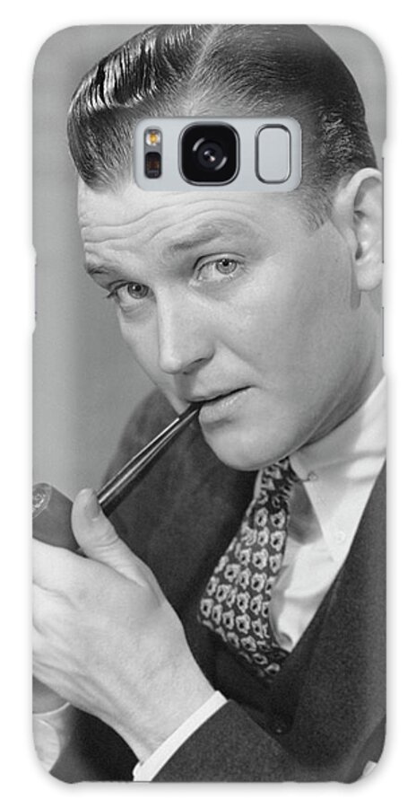Smoking Galaxy Case featuring the photograph Portrait Of Businessman Lighting Pipe by George Marks