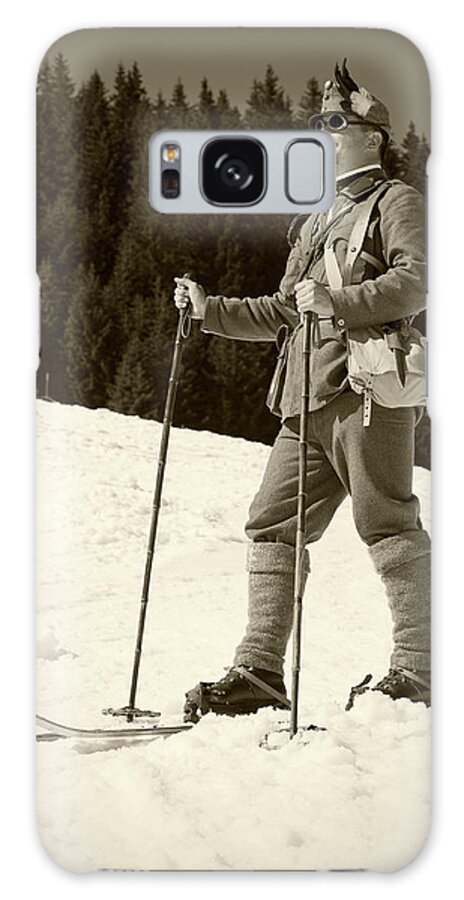 Ski Pole Galaxy Case featuring the photograph Portrait Of Soldier Skier by Technotr