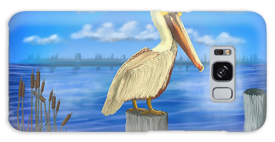 Gary Galaxy Case featuring the digital art Posted Pelican #2 Dark by Gary F Richards