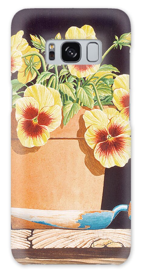 Pansies Galaxy Case featuring the painting Potted Pansies by Dempsey Essick