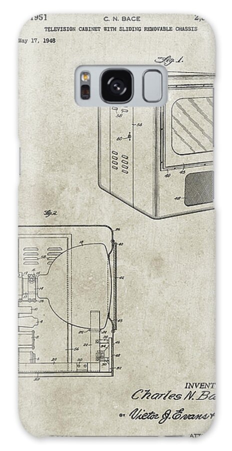 Pp1115-sandstone Tube Television Patent Poster Galaxy Case featuring the digital art Pp1115-sandstone Tube Television Patent Poster by Cole Borders