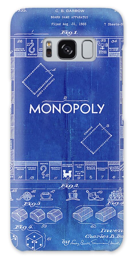 Pp131- Faded Blueprint Monopoly Patent Poster Galaxy Case featuring the digital art Pp131- Faded Blueprint Monopoly Patent Poster by Cole Borders