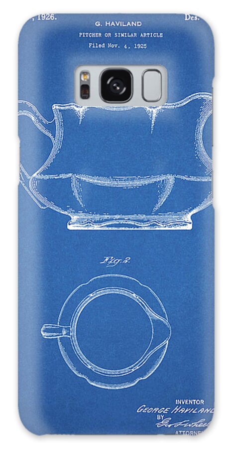 Pp155- Blueprint Haviland Basin Pitcher Patent Poster Galaxy Case featuring the digital art Pp155- Blueprint Haviland Basin Pitcher Patent Poster by Cole Borders