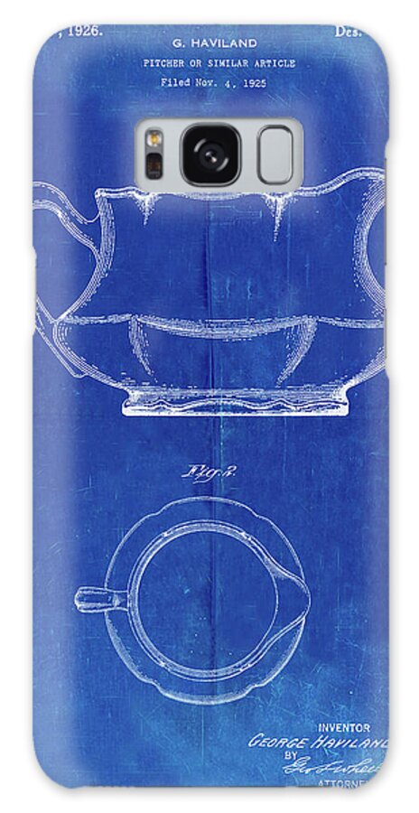 Pp155- Faded Blueprint Haviland Basin Pitcher Patent Poster Galaxy Case featuring the digital art Pp155- Faded Blueprint Haviland Basin Pitcher Patent Poster by Cole Borders