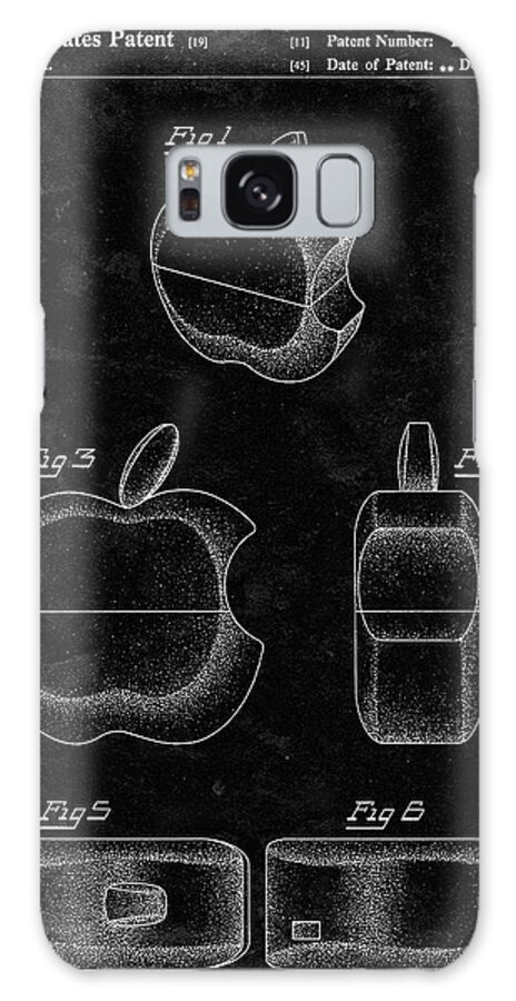 Pp260-black Grunge Apple Logo Flip Phone Patent Poster Galaxy Case featuring the digital art Pp260-black Grunge Apple Logo Flip Phone Patent Poster by Cole Borders