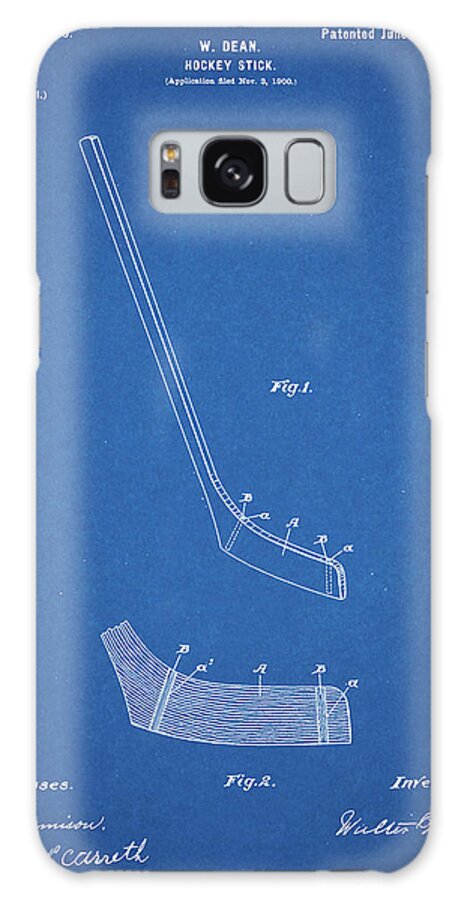 Pp291-blueprint Hockey Stick Patent Poster Galaxy Case featuring the digital art Pp291-blueprint Hockey Stick Patent Poster by Cole Borders