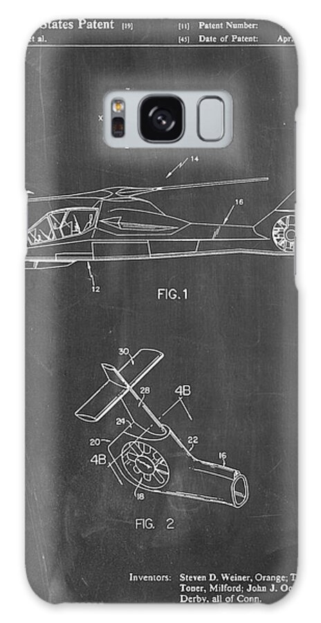 Pp302-chalkboard Helicopter Tail Rotor Patent Poster Galaxy Case featuring the digital art Pp302-chalkboard Helicopter Tail Rotor Patent Poster by Cole Borders