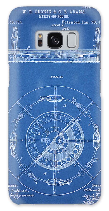 Pp351-blueprint Carousel 1891 Patent Poster
 Galaxy Case featuring the digital art Pp351-blueprint Carousel 1891 Patent Poster by Cole Borders