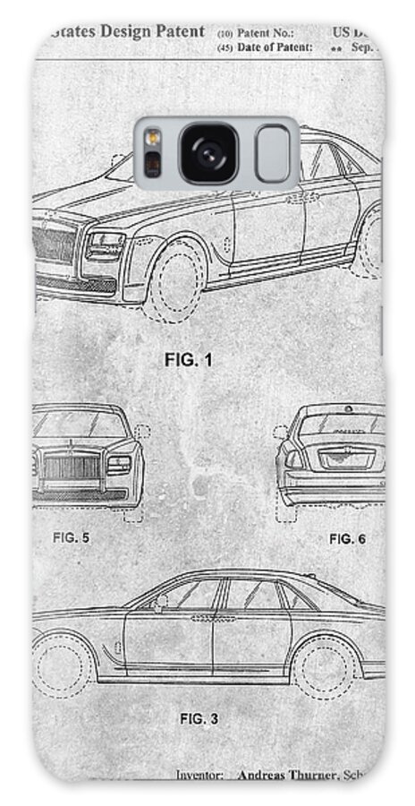 Pp353-slate Bentley Phantom Patent Poster Galaxy Case featuring the digital art Pp353-slate Bentley Phantom Patent Poster by Cole Borders