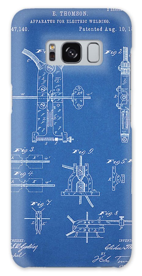 Pp428-blueprint Electric Welding Machine 1886 Patent Poster Galaxy Case featuring the digital art Pp428-blueprint Electric Welding Machine 1886 Patent Poster by Cole Borders