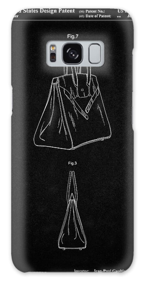 Pp430-vintage Black Jean Paul Gaultier Handbag Patent Poster Galaxy Case featuring the digital art Pp430-vintage Black Jean Paul Gaultier Handbag Patent Poster by Cole Borders