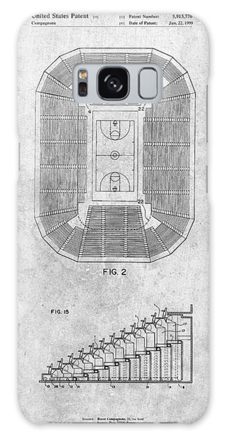 Pp453-slate Retractable Arena Seating Patent Poster Galaxy Case featuring the digital art Pp453-slate Retractable Arena Seating Patent Poster by Cole Borders