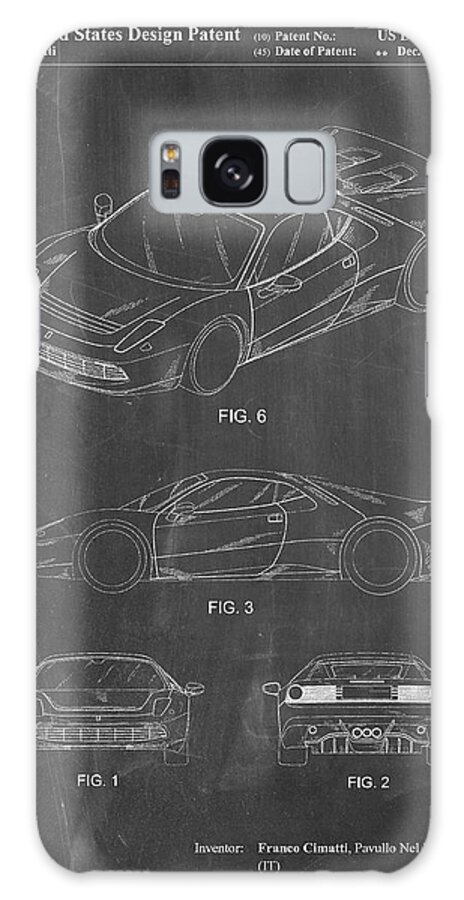 Pp466-chalkboard Ferrari 2012 Sp12 Patent Poster Galaxy Case featuring the digital art Pp466-chalkboard Ferrari 2012 Sp12 Patent Poster by Cole Borders