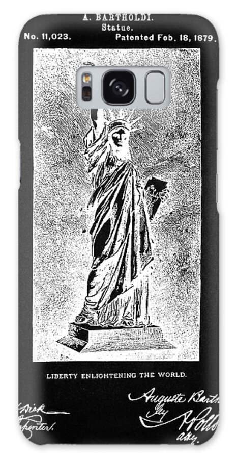 Pp474-vintage Black Statue Of Liberty Poster Galaxy Case featuring the digital art Pp474-vintage Black Statue Of Liberty Poster by Cole Borders