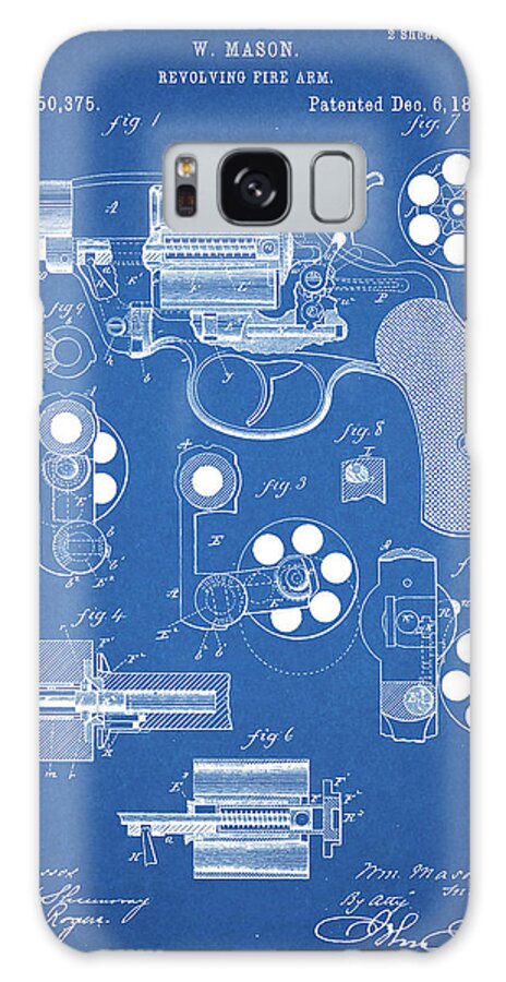 Pp5-blueprint Colt M1889 Revolver Poster Galaxy Case featuring the digital art Pp5-blueprint Colt M1889 Revolver Poster by Cole Borders