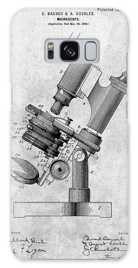 Pp721-slate Bausch And Lomb Microscope Patent Poster Galaxy Case featuring the digital art Pp721-slate Bausch And Lomb Microscope Patent Poster by Cole Borders