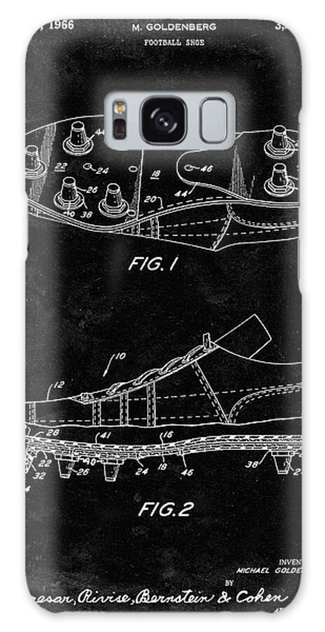 Pp824-black Grunge Football Cleat Patent Print Galaxy Case featuring the digital art Pp824-black Grunge Football Cleat Patent Print by Cole Borders