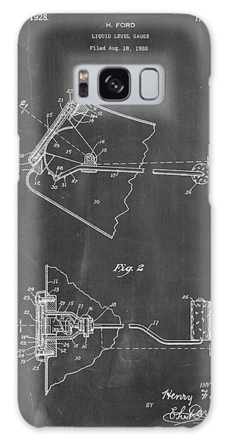 Pp845-chalkboard Ford Liquid Gauge Patent Poster Galaxy Case featuring the digital art Pp845-chalkboard Ford Liquid Gauge Patent Poster by Cole Borders