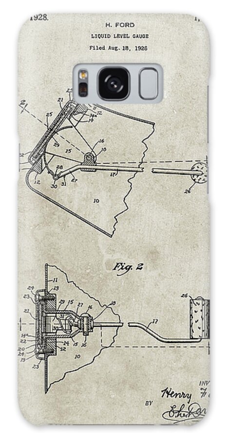 Pp845-sandstone Ford Liquid Gauge Patent Poster Galaxy Case featuring the digital art Pp845-sandstone Ford Liquid Gauge Patent Poster by Cole Borders