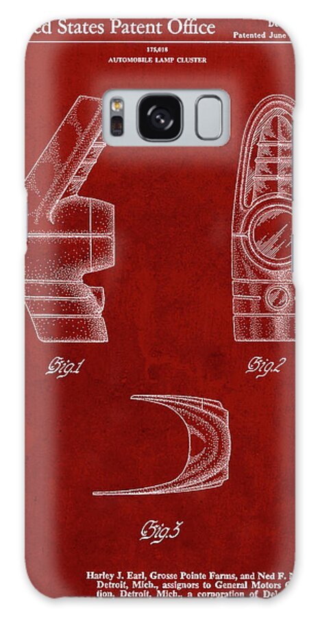 Pp871-burgundy Harley J. Earl Concept Tail Light Patent Poster Galaxy Case featuring the digital art Pp871-burgundy Harley J. Earl Concept Tail Light Patent Poster by Cole Borders