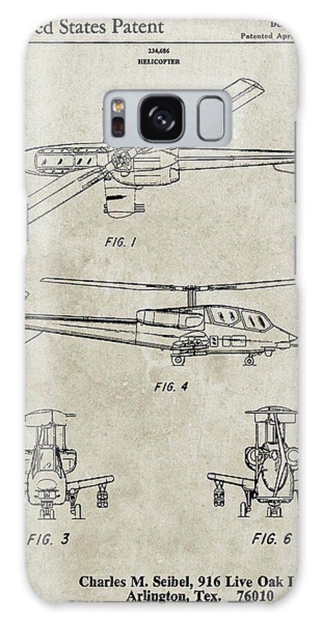 Pp876-sandstone Helicopter Patent Print Galaxy Case featuring the digital art Pp876-sandstone Helicopter Patent Print by Cole Borders