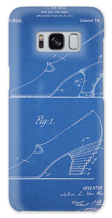 Pp879-blueprint High Heel Shoes 1919 Patent Poster Galaxy Case featuring the digital art Pp879-blueprint High Heel Shoes 1919 Patent Poster by Cole Borders