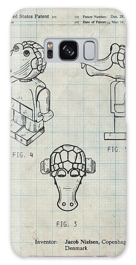Pp922-antique Grid Parchment Lego Crocodile Patent Poster Galaxy Case featuring the digital art Pp922-antique Grid Parchment Lego Crocodile Patent Poster by Cole Borders