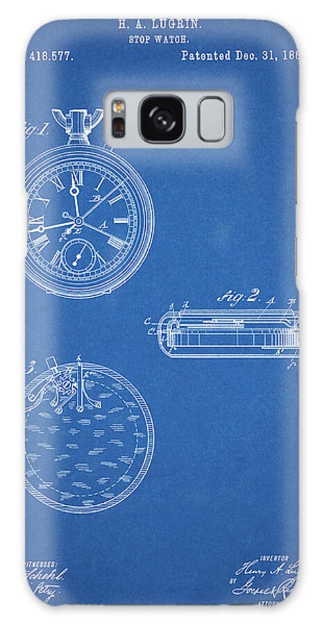 Pp940-blueprint Lemania Swiss Stopwatch Patent Poster Galaxy Case featuring the digital art Pp940-blueprint Lemania Swiss Stopwatch Patent Poster by Cole Borders