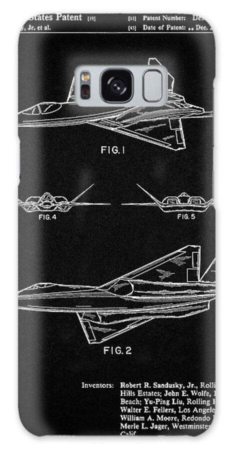 Pp972-vintage Black Northrop F-23 Fighter Stealth Plane Patent Galaxy Case featuring the digital art Pp972-vintage Black Northrop F-23 Fighter Stealth Plane Patent by Cole Borders